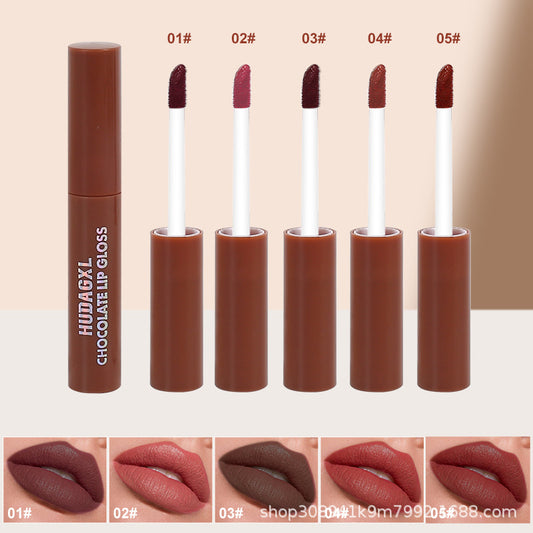 Velvet Kiss Chocolate Lip Glaze Set – 5 Luxury Shades
